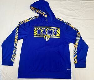 Los Angeles Rams NFL Team Apparel Mens L Hoodie Blue Gold Zebra Pullover